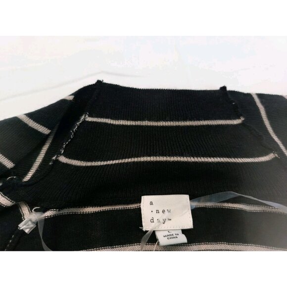 A New Day Striped Open Cardigan – Size Large – Black & Taupe – New with Tags - Picture 10 of 11